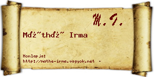 Máthé Irma névjegykártya