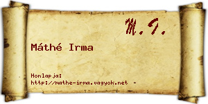Máthé Irma névjegykártya