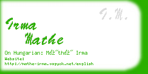 irma mathe business card